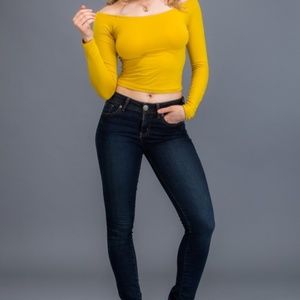 Mustard crop / off the shoulder top